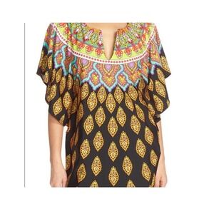 Boho Caftan Top Colorful Paisley Print Size S Festival Kaftan‎ Cover Up